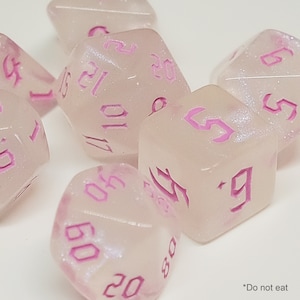 Candy Style Dice Set of 7 - Pink / 6 Colour Available / Dice for RPG games