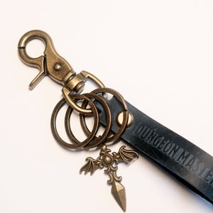 Handmade Leather D&D Keyring, Personalized Colors and Accessories