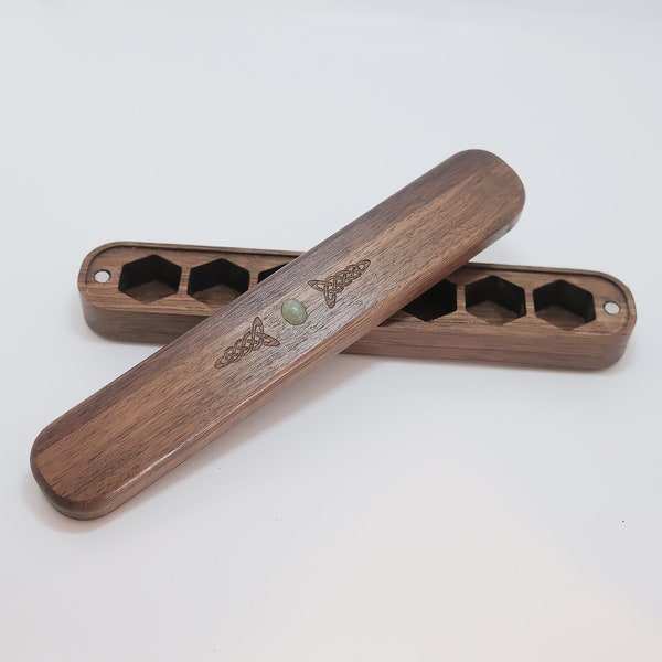 Wooden Dice Box / Black Cherry Wood / Gemstone Attached / No Paint Natural Texture Suitable For 1 Sets Of Dice