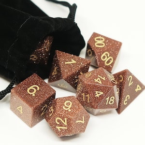 Sandstone Gemstone Dice Set: 7pc RPG Gaming Dice