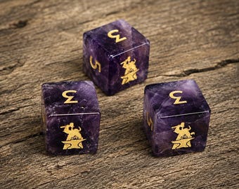 Dado D6 de gema de amatista: Dado para juego de mesa de rol