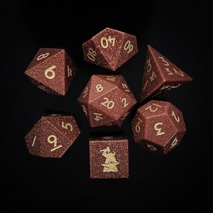 Sandstone Gemstone Dice Set of 7 Clearly Fontt — D6 with Forgic Logo for RPG Table-top Board Game