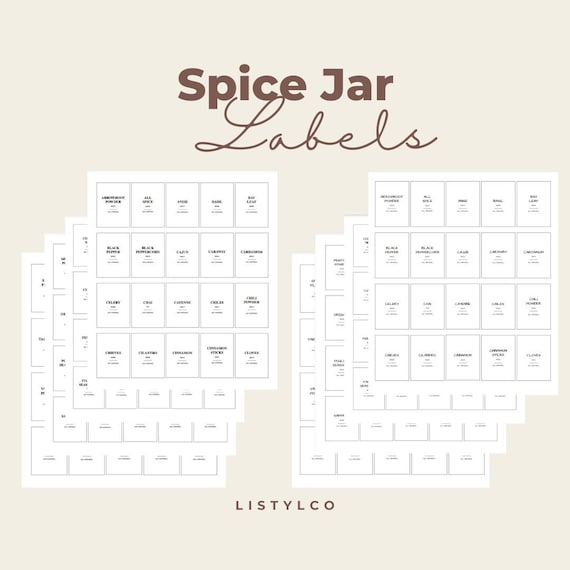 75 Spice Jar Labels Templates Modern Minimalist | Etsy