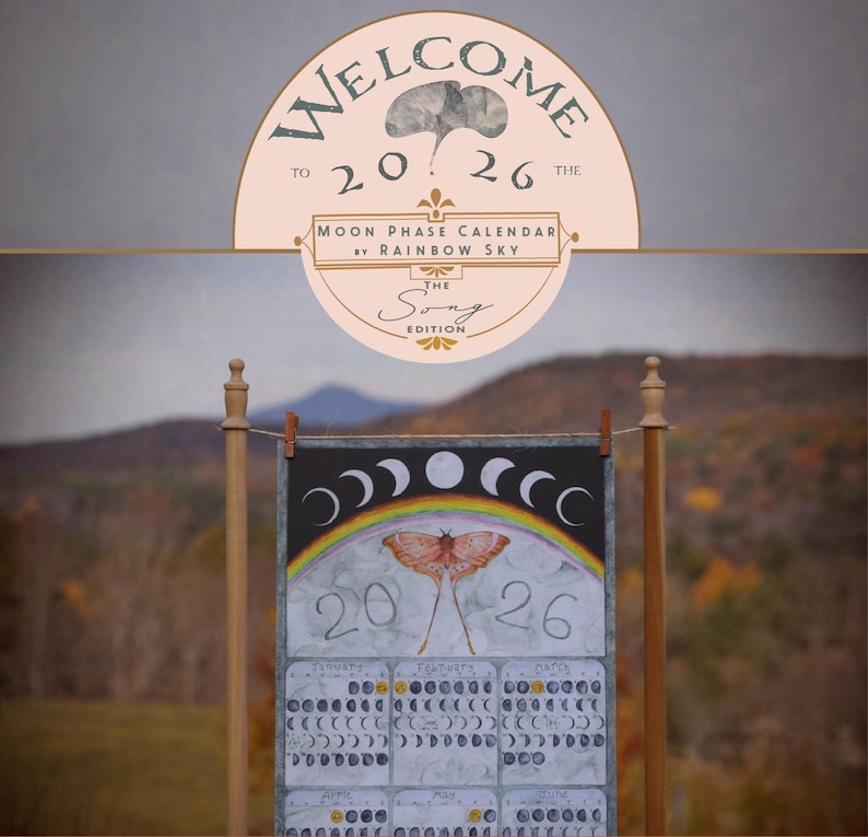 Calendario de fases lunares, 2026. Edición "Canción". ¡Arte funcional y caprichoso! imagen 1