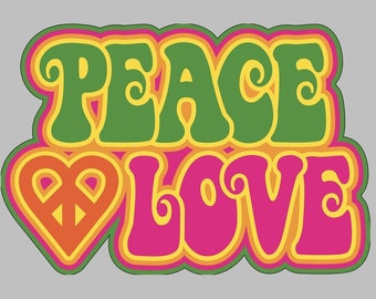 Sticker - Peace and Love, with a heart and peace symbol - Water proof Car, laptop, water bottle, phone sticker