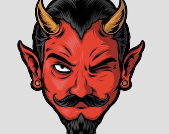Sticker - Winking Demon - Water proof laptop, water bottle, phone sticker
