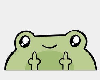 Sticker - Cute Kawaii Frog Flipping Off - Water proof laptop, water bottle, phone sticker