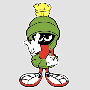 Sticker - Marvin the Martian flipping a finger - Water proof laptop, water bottle, phone sticker