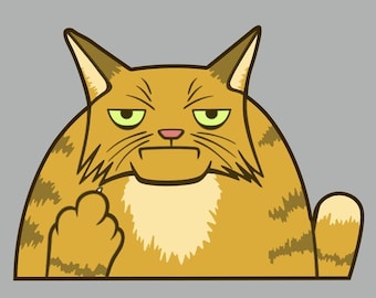Sticker - Grumpy Cat's Savage Salute flipping finger - Water proof car, laptop, water bottle, phone sticker