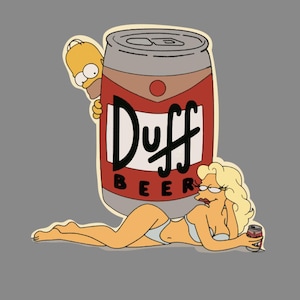 Sticker - Duff Beer, Homer Simpson - cooler, phone, laptop sticker (water proof)