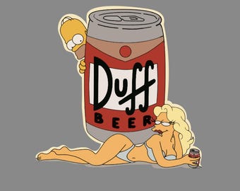 Sticker - Duff Beer, Homer Simpson - cooler, phone, laptop sticker (water proof)