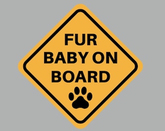 Sticker - Fur Baby on Board, dog paw car sticker