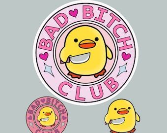 Sticker - Bad Bitch Club chick with a knife - car, truck, laptop sticker