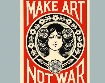 Sticker - Make Art Not War peace sign - car, truck, laptop sticker