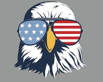 Sticker - Bold eagle American flag aviators USA  - Water proof laptop, water bottle, phone sticker