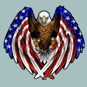 Sticker - Bald Eagle USA American Flag - car, truck, laptop sticker