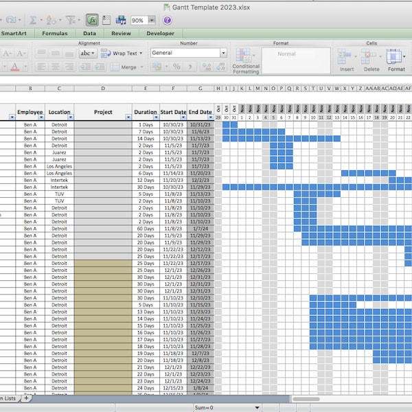 Diagramma di Gantt per Excel