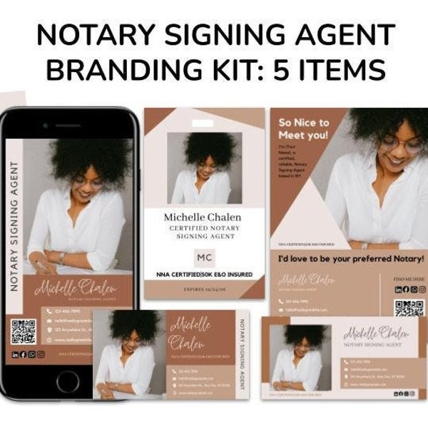 Editable Notary Signing Agent Marketing and Branding Kit - 5 Items