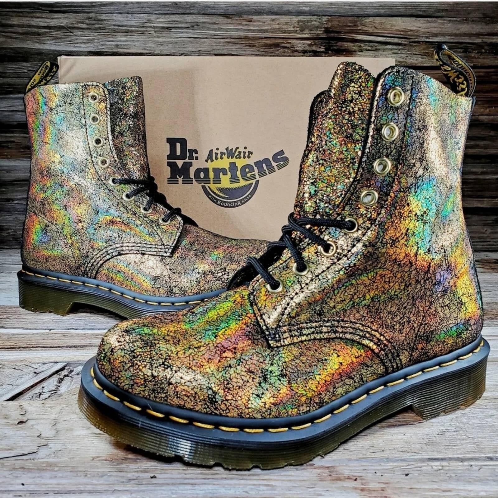 Doc martens iridescent crackle discount