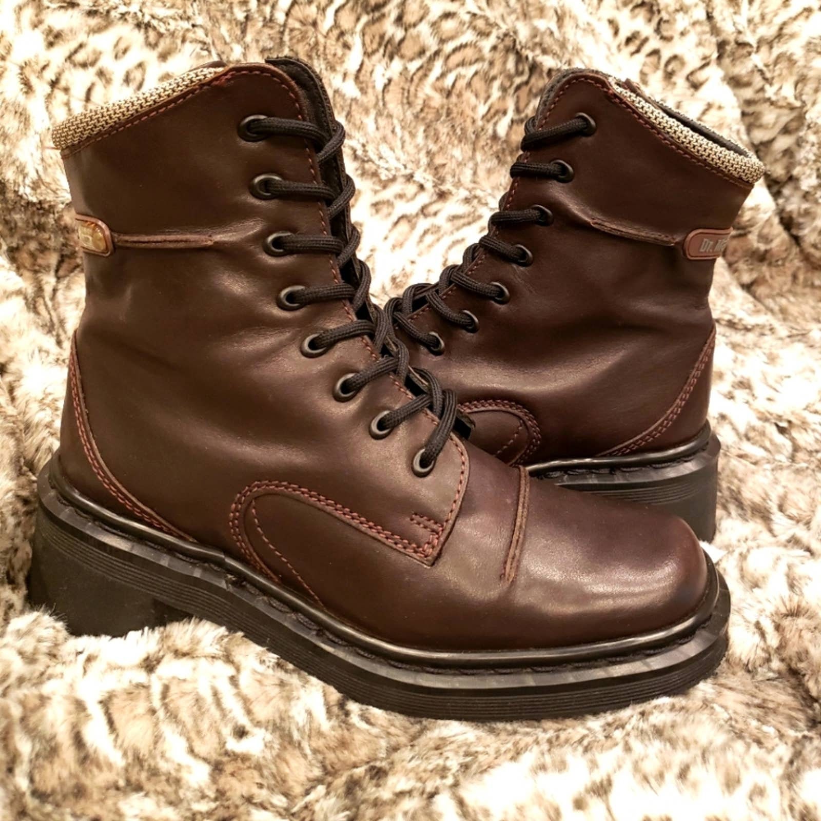 Dr. Martens Brown Combat Boots Chunky Design Combs Tech Crazy Horse Leather Casual Boots in Dark Brown  main image 4