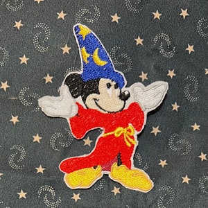 Mickey Mouse Iron on Patch, Scorcer Mickey, Fantasia Iron on Patch, Disneyland Patches