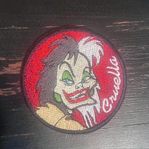 101 Dalmatians Cruella Patch, iron on patches, Disneyland Patch, Disney Patch