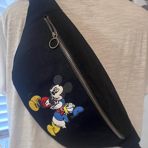 Large Fanny pack, Disneyland Sling bag Mickey Mouse and Donald, Disney Embroidery