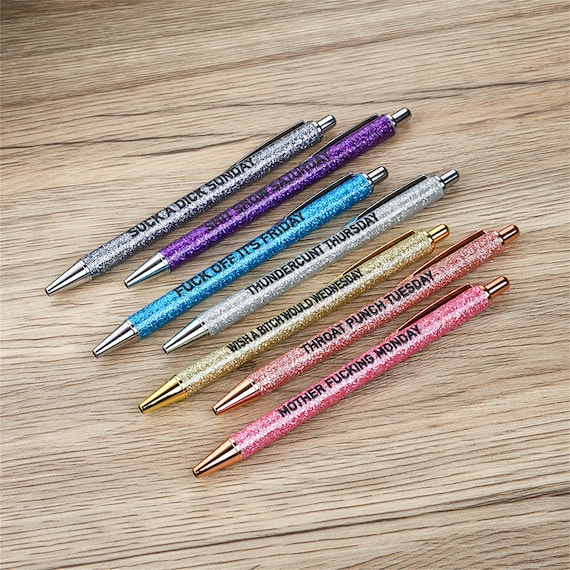 Funny Daily Pen Set of 7,weekday Pens,funny Cuss Pens,school Gift