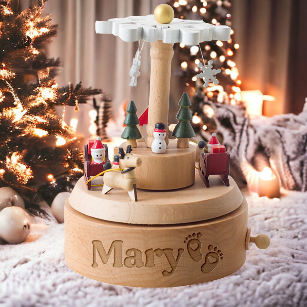 Personalized Christmas Music Box Engraved Name Music Box Christmas