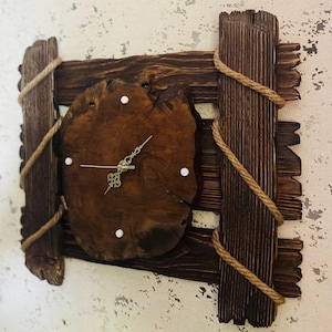 Wooden clock for wall. Large wall clock. Unique wall clock for farmhouse. Wall decor.Unique gift. Handcrafted clock.Hand Aged wood.Gift idea