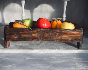 Plateau de service en bois rustique fait main - Déco de cuisine de ferme vieillie