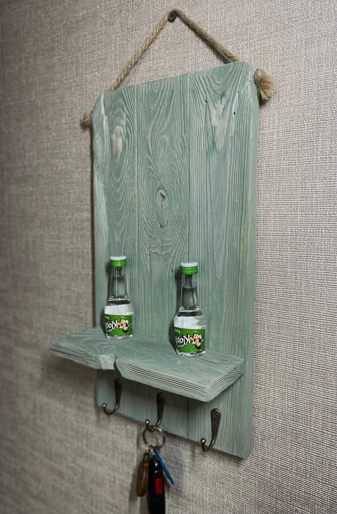 Rustic Wooden Key Holder With Shelf, Entryway Organizer - Etsy