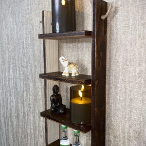 Handmade Rustic Wood Hanging Shelf: 4-Tier Farmhouse Decor