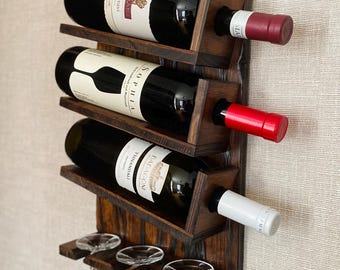 Wooden wine holder.Wine rack.Wine storage.Home decor.Wall decor.Unique gift.Vintage.Handmade