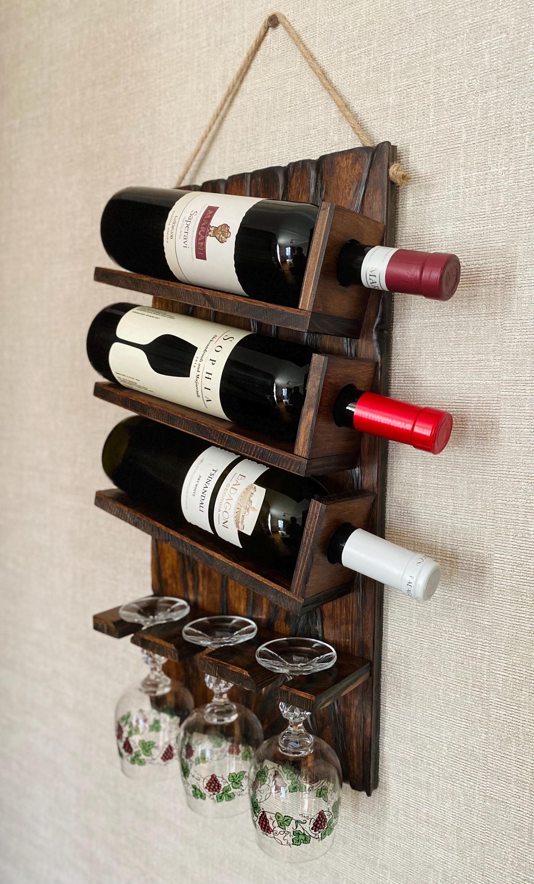 Rustic Handmade Wooden Wine Rack, Wall Decor - Etsy