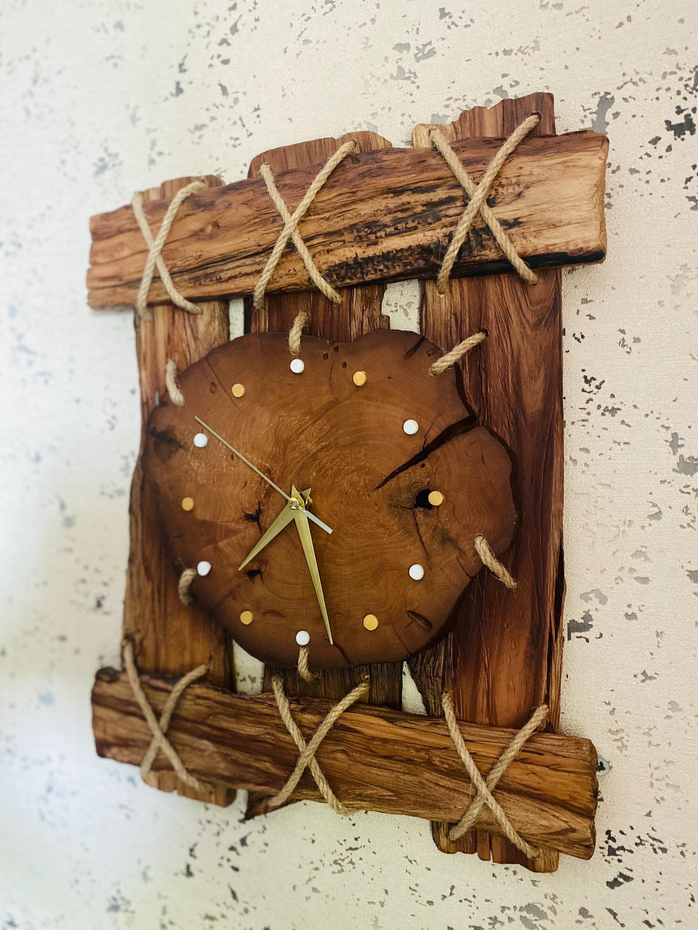 Handmade Rustic Wood Clock: Natural Farmhouse Desk Decor - Etsy