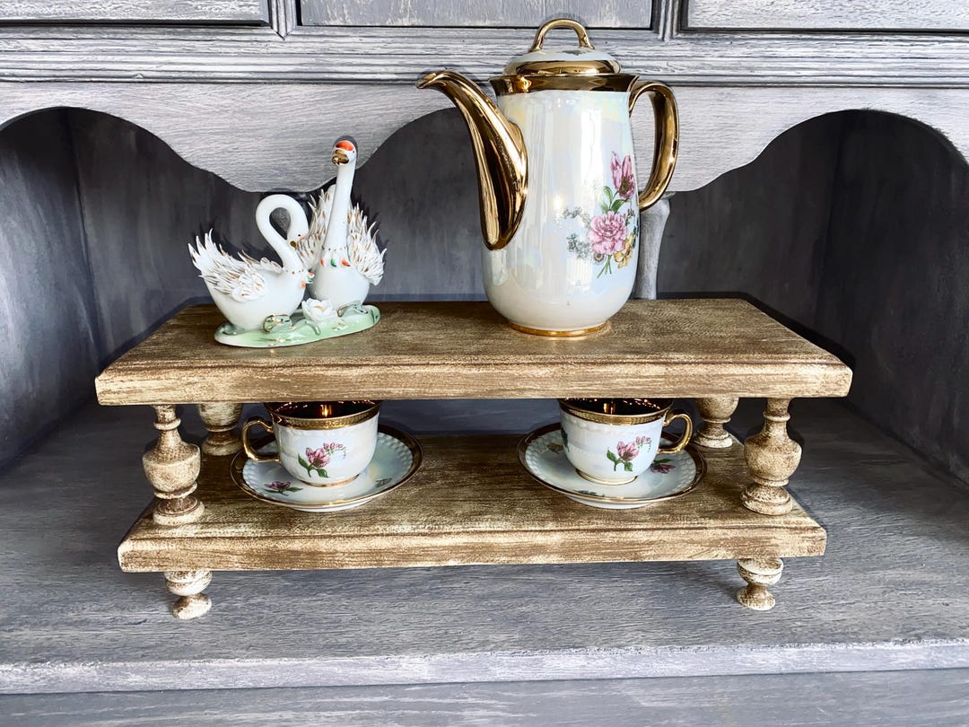 Rustic Two-tier Wooden Pedestal – Farmhouse Coffee Bar Riser - Etsy