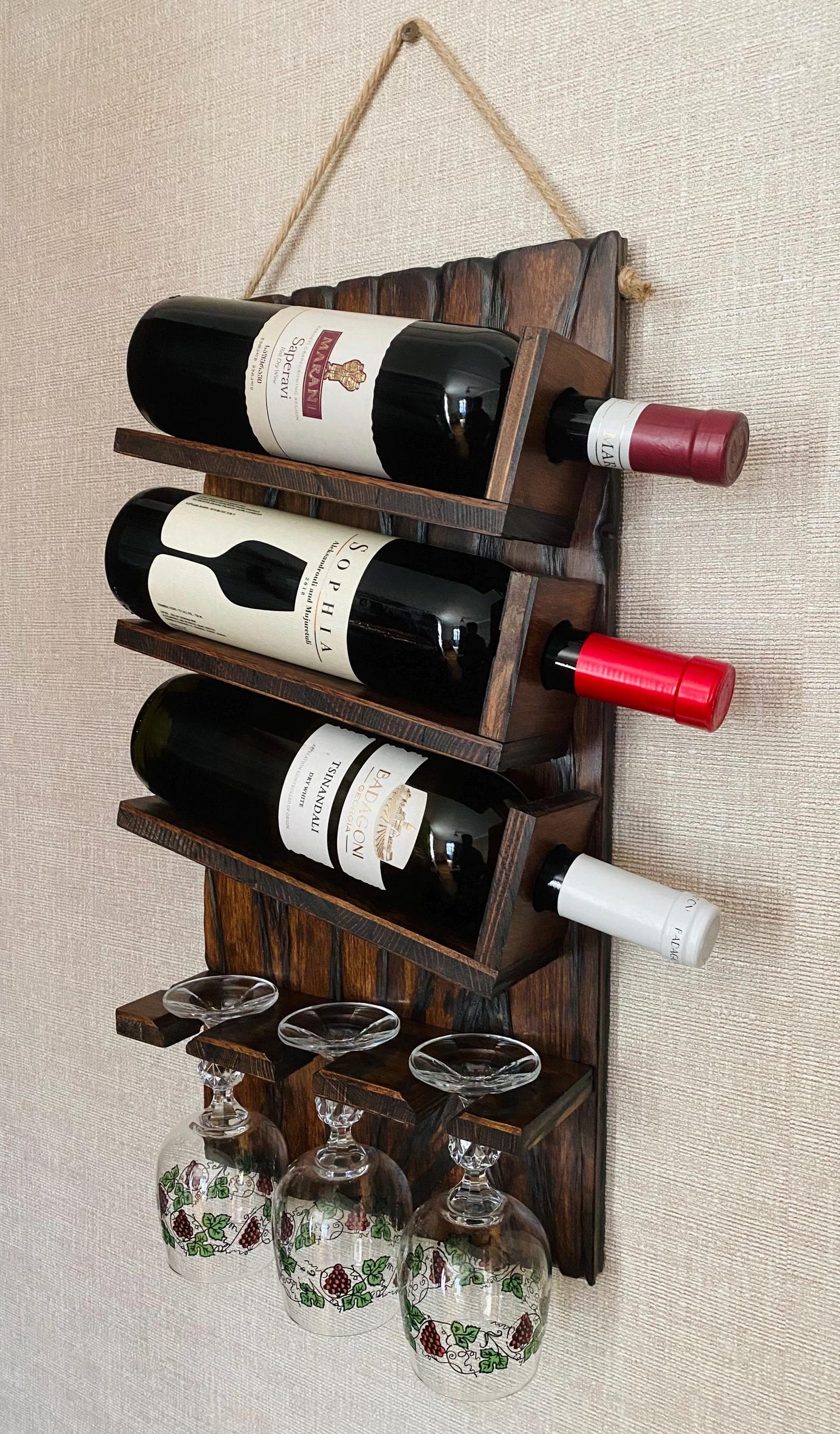 Rustic Handmade Wooden Wine Rack, Wall Decor - Etsy
