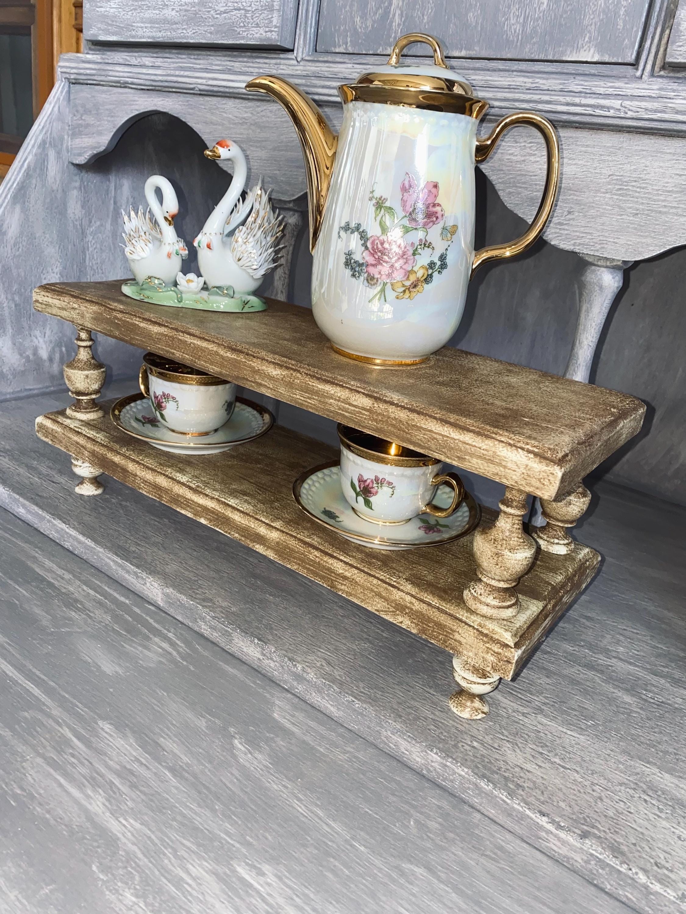 Rustic Two-tier Wooden Pedestal – Farmhouse Coffee Bar Riser - Etsy