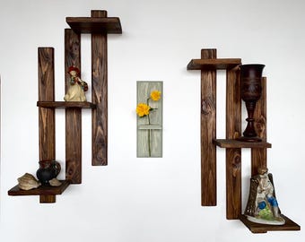 Handmade Rustic Wood Wall Vase, Farmhouse Plant Decor