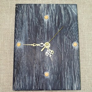 Handcrafted Aged Wood Wall Clock, Minimalist Modern Decor