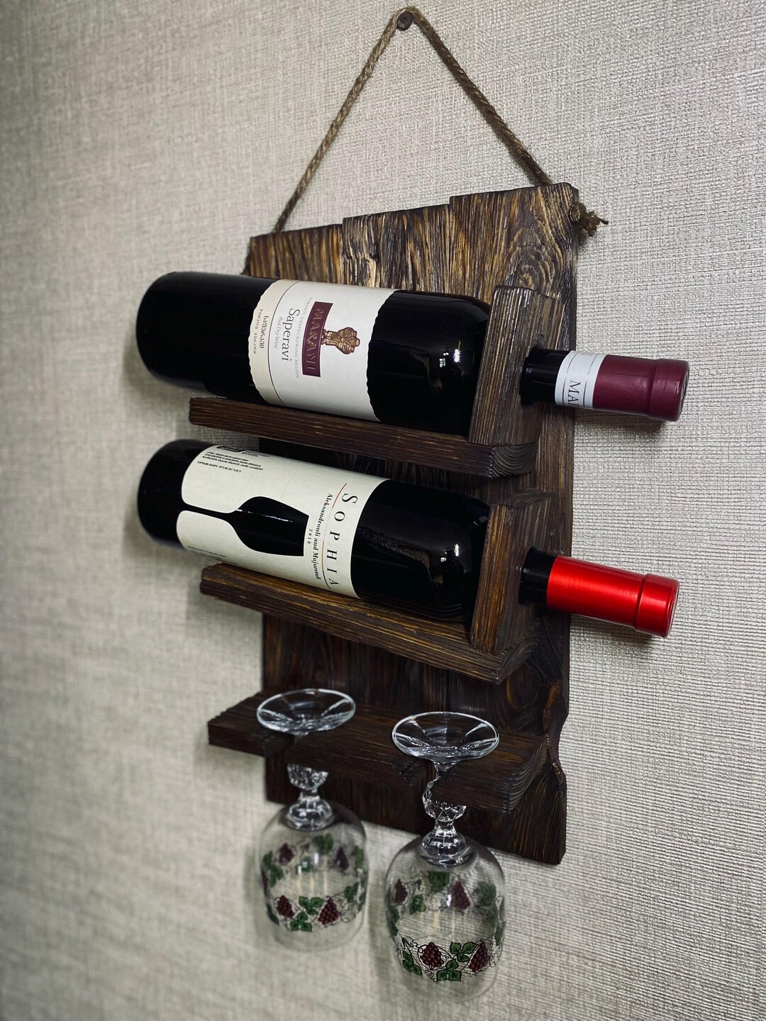 Rustic Wooden Wine Rack, Wall Decor, Handmade Wine Storage - Etsy