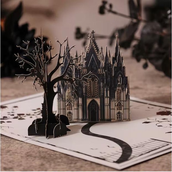 3D Gothic Cathedral Card – Dark Romantic Pop-Up Design