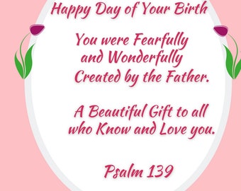 Digital  | Birthday | Card | Printable |  Bible Verses | Downloadble Birthday Card
