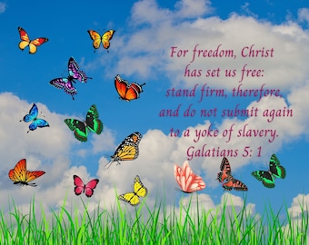 Printable, Digital Paper, Gift Wrap, Galatians 5:1