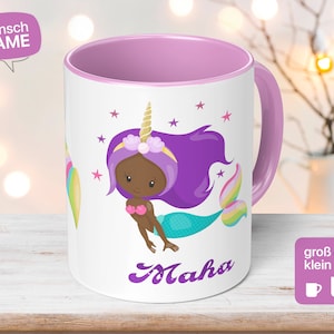 Children&#39;s mug with little mermaid and personalized, individual name - the perfect gift idea for all girls - BiPoc Maha
