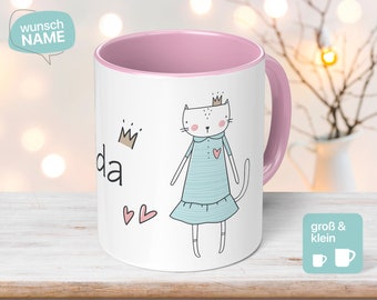 Children&#39;s mug Tilda with individual name for children - cat mug, personalizable with desired name for girls and boys