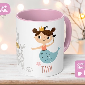 Mermaid children&#39;s mug with individual, personalized name in Handmade / Skandik design as a gift for all girls Christmas
