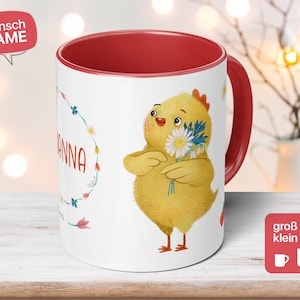 Kindertasse mit Name und kleinem Kücken - Personalisiertes Geschenk Kinder Mädchen Jungen, Geburtstaggeschenk, Kindergeburtstag Johanna