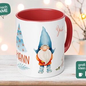 Weichnachtstasse mit Wichtel, Tannenbaum und Personalisierung, als Geschenk zu Weihnachten für Kinder, Jungen und Mädchen Weihnachtsbaum